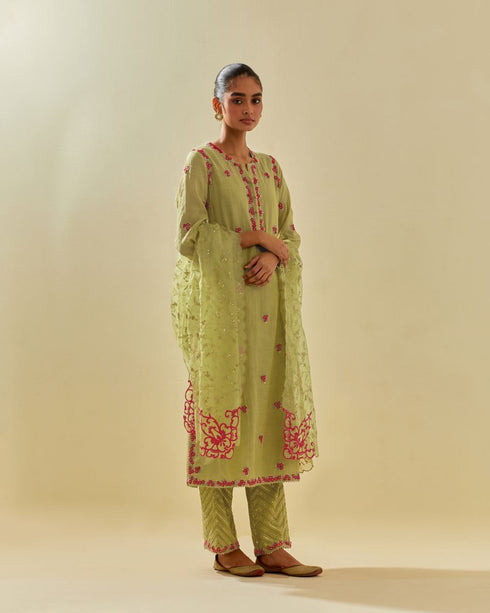 Rukmini green straight kurta set