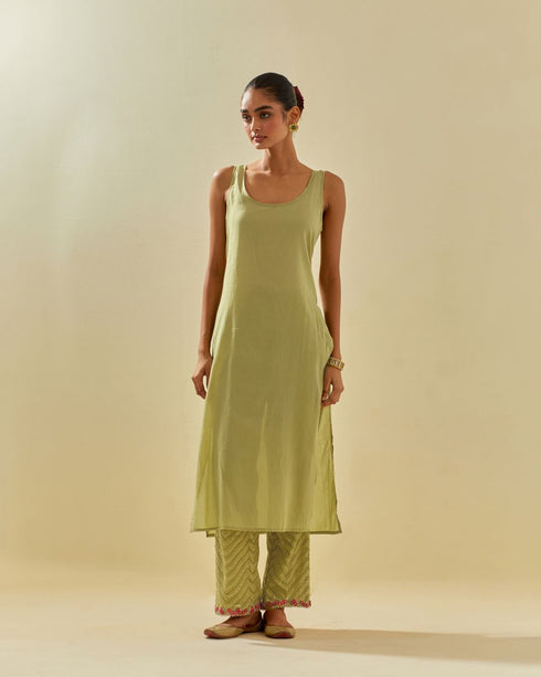 Rukmini green straight kurta set