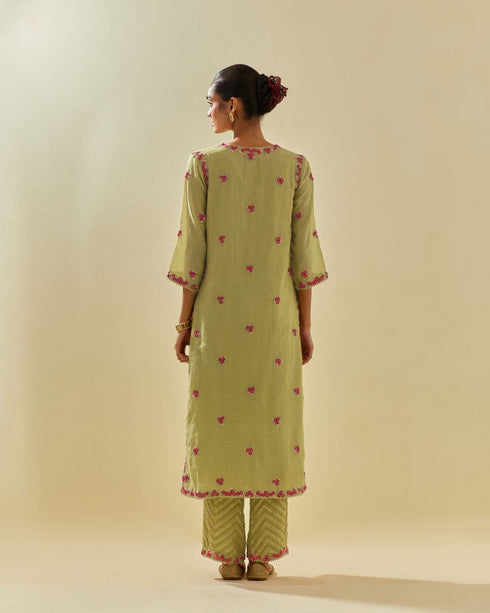 Rukmini green straight kurta set