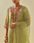 Rukmini green tissue chanderi kurta set