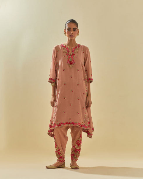 Rukmini pink kalidar kurta set