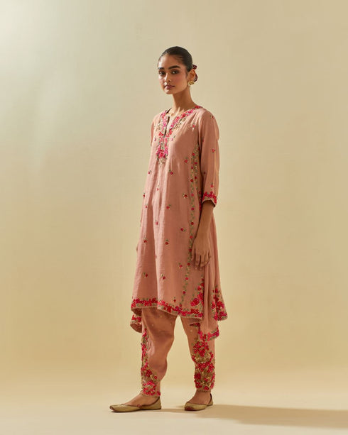 Rukmini pink kalidar kurta set