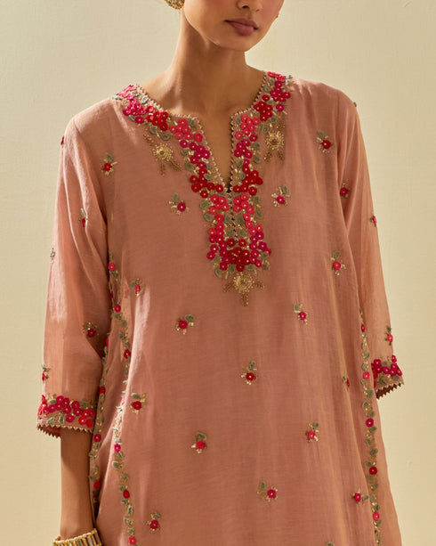 Rukmini pink kalidar kurta set
