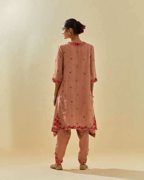 Rukmini pink kalidar kurta set