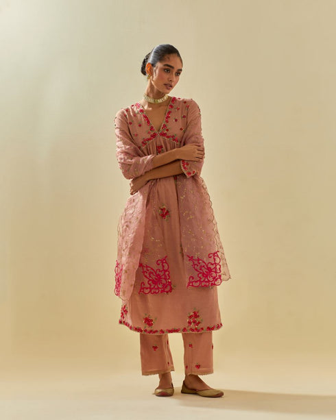 Rukmini pink kurta dress set