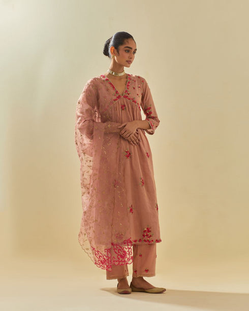 Rukmini pink kurta dress set