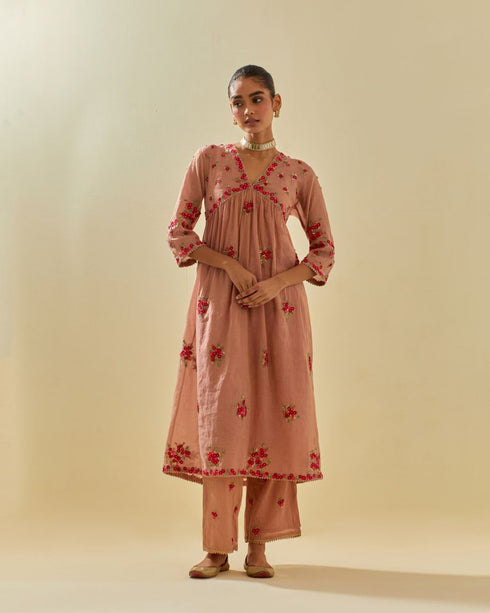 Rukmini pink kurta dress set