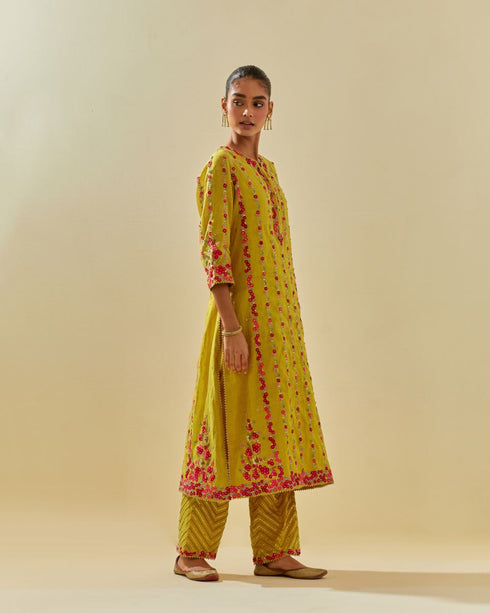 Rukmini yellow paneled kurta set
