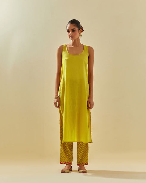 Rukmini yellow paneled kurta set