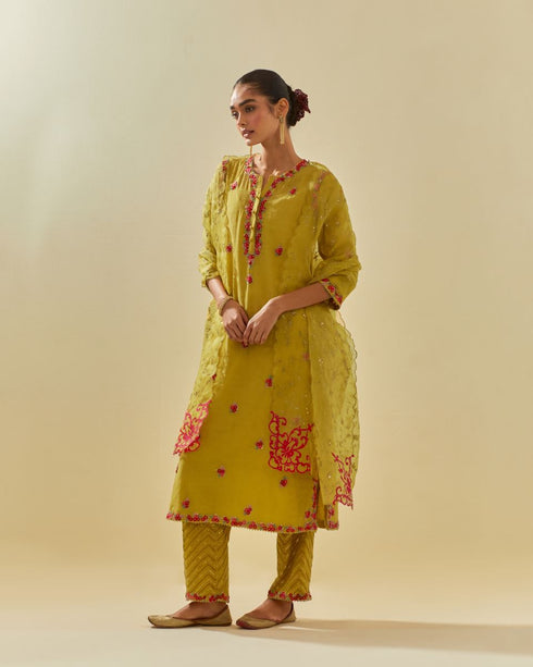Rukmini yellow straight kurta set