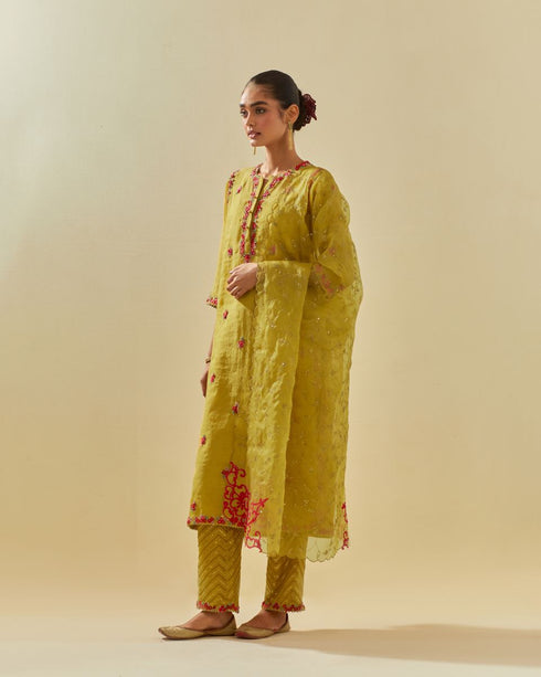 Rukmini yellow straight kurta set