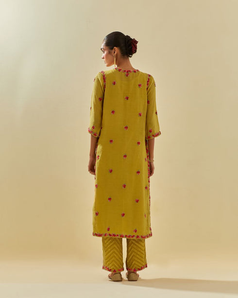 Rukmini yellow straight kurta set