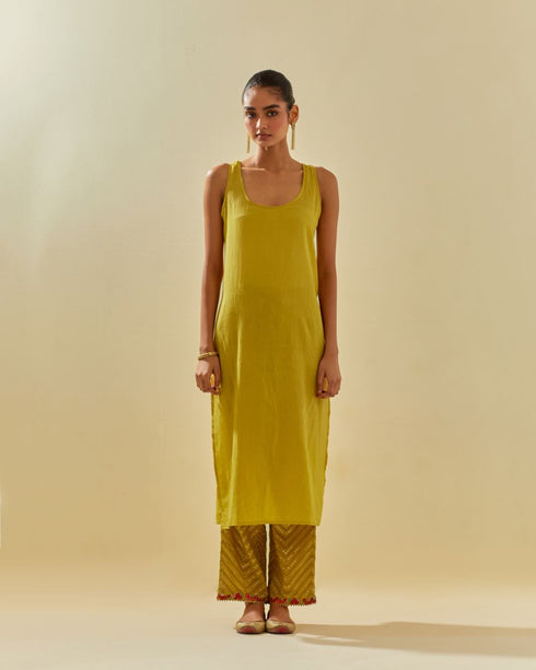 Rukmini yellow straight kurta set