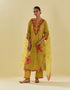 Rukmini yellow tissue chanderi kurta set