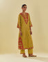 Rukmini yellow tissue chanderi kurta set