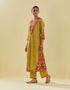 Rukmini yellow tissue chanderi kurta set