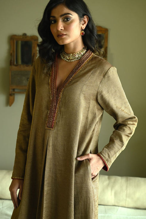 Rumi gold sashiko kurta