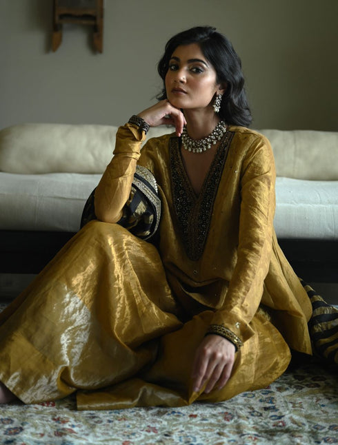 Rumi gold shabana top with gharara