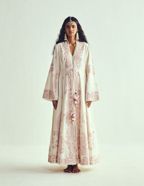 Rumi ivory anarkali with long jacket