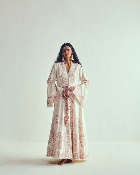Rumi ivory anarkali with long jacket