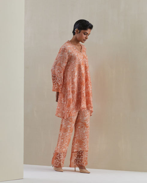 Rust crushed bell-bottom set