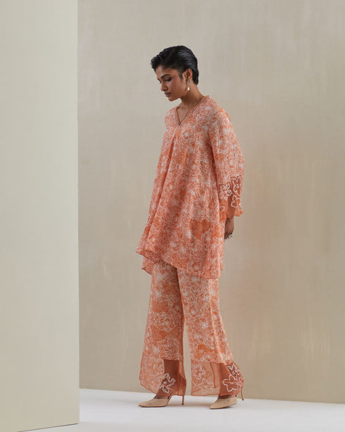 Rust crushed bell-bottom set