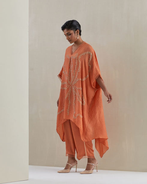 Rust crushed kaftan set