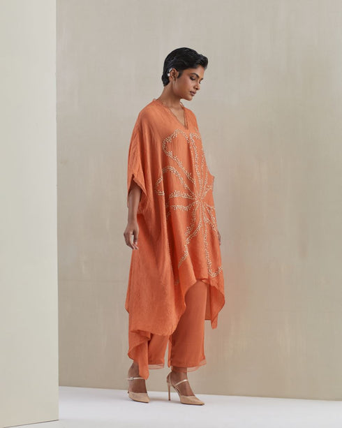 Rust crushed kaftan set