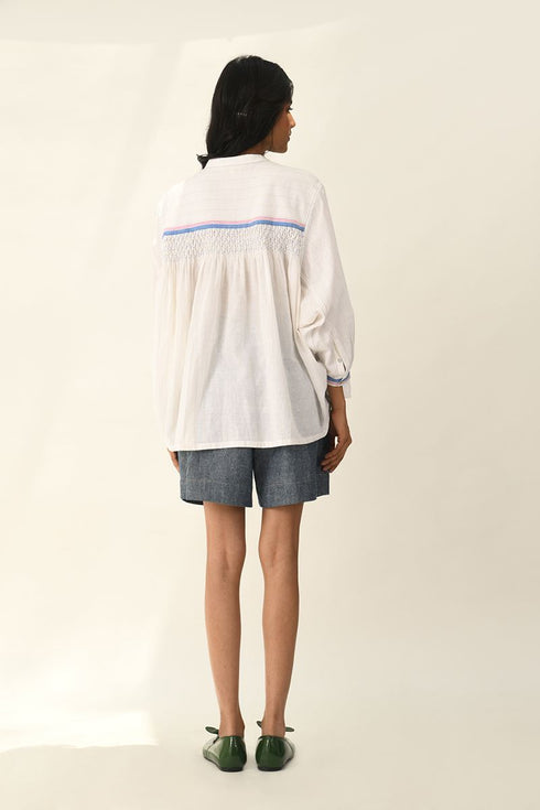 Sabinii ivory smocking shirt