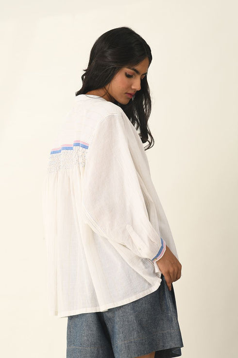 Sabinii ivory smocking shirt