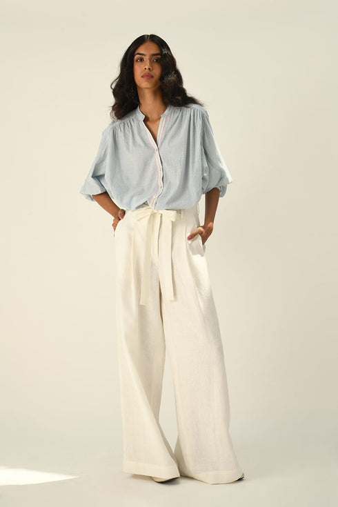 Sabinii powder blue smocking shirt