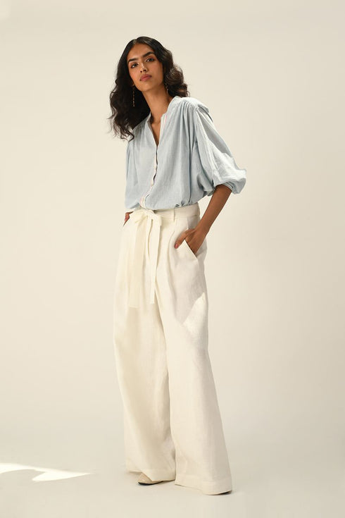 Sabinii powder blue smocking shirt