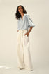 Sabinii powder blue smocking shirt