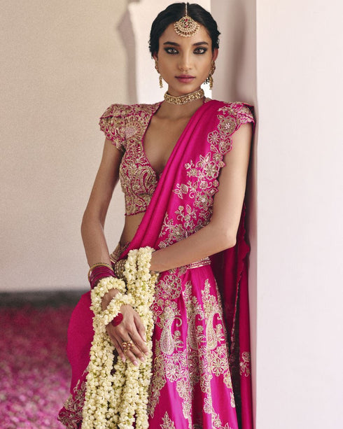 Safar fuchsia pink lehenga set