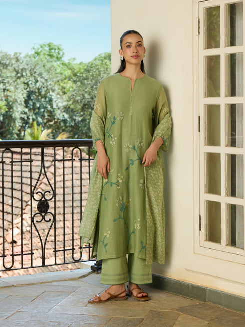 Sage applique kurta set