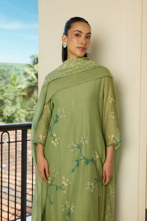 Sage applique kurta set