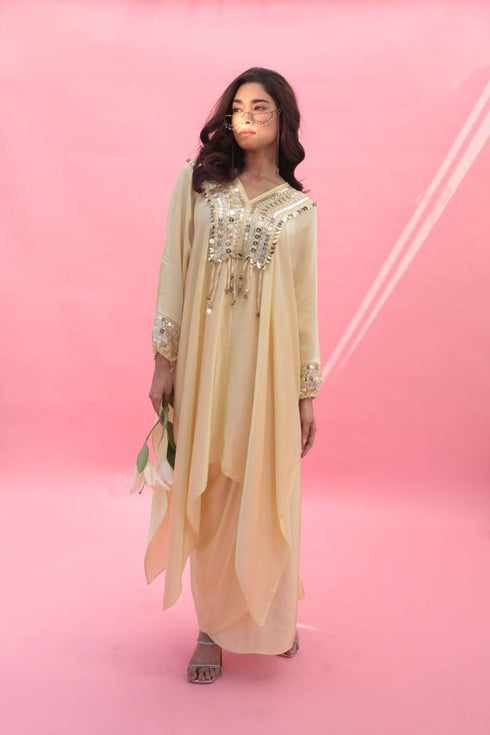 Sakura yellow kaftan set