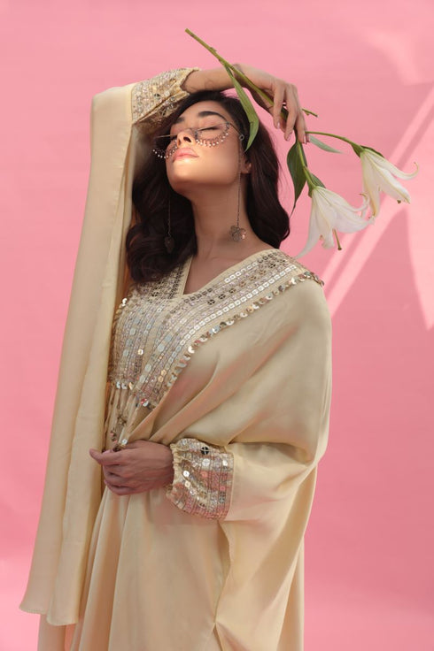 Sakura yellow kaftan set