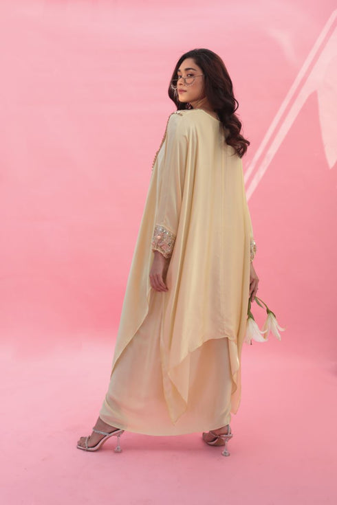 Sakura yellow kaftan set