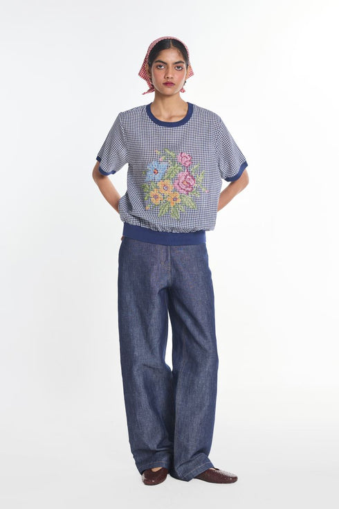 Salvia embroidered top