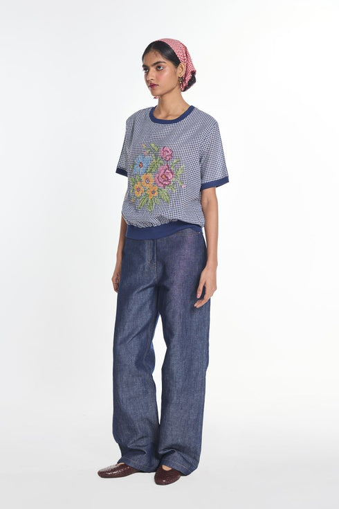 Salvia embroidered top