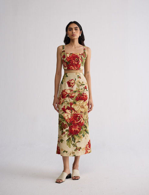 Sama embroidered top and skirt set