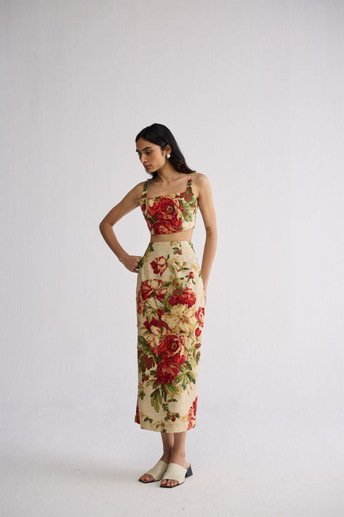Sama embroidered top and skirt set