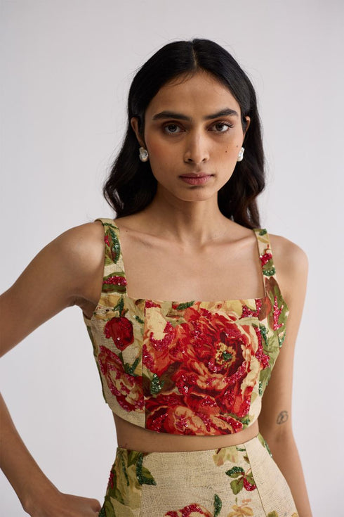 Sama embroidered top and skirt set