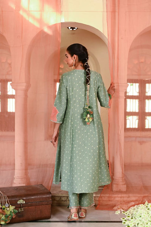 Sanganeri green kurta set