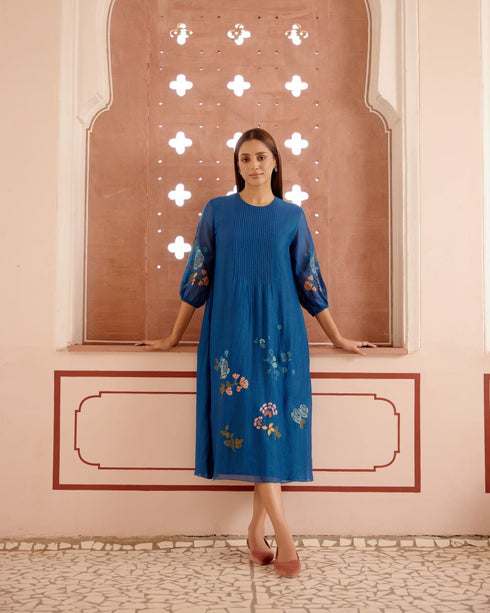 Sapphire embroidered dress