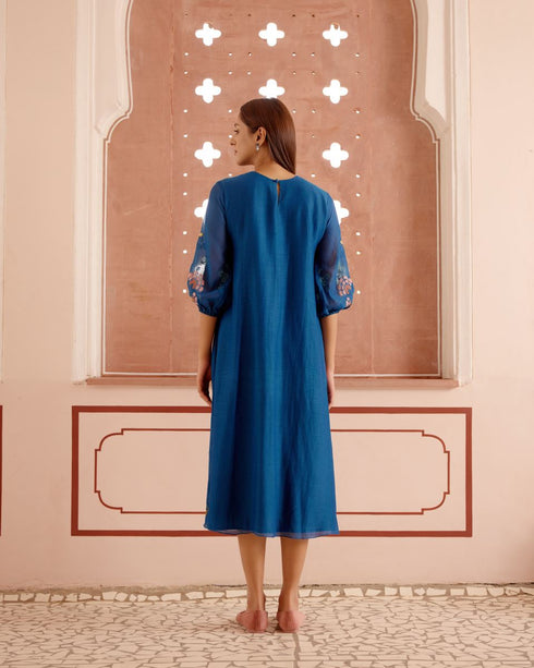 Sapphire embroidered dress