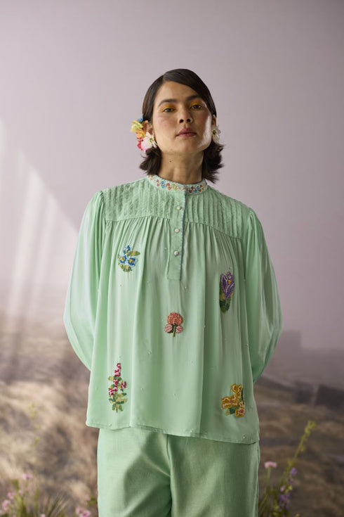 Seaglass pintuck top