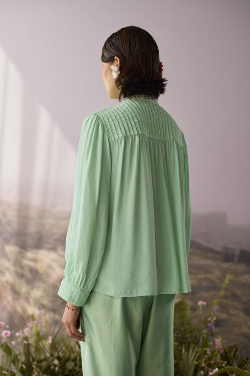 Seaglass pintuck top