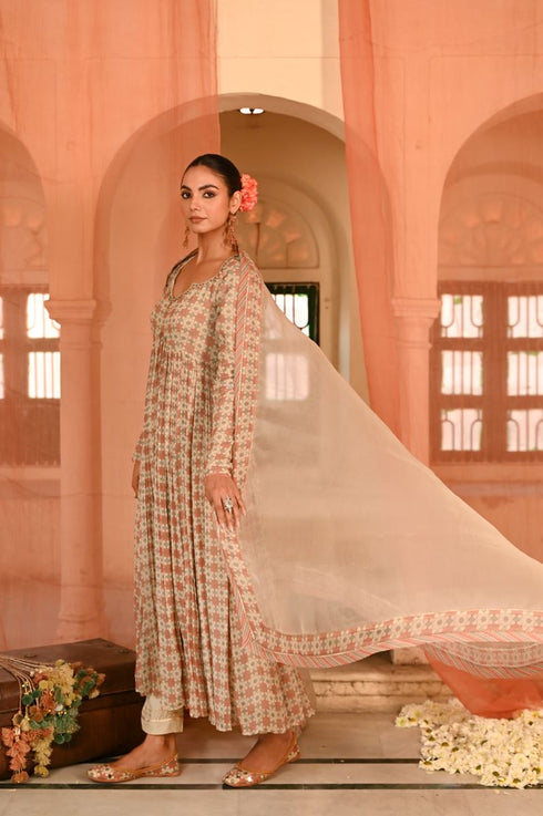 Seesh mahal multicolor anarkali set